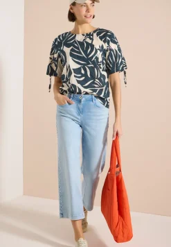 Blouse avec col rond et fronces
