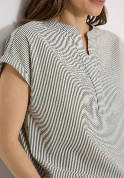Blouse avec split neck en qualité seersucker
