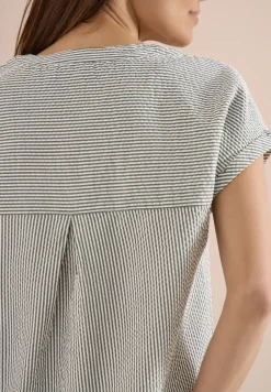 Blouse avec split neck en qualité seersucker