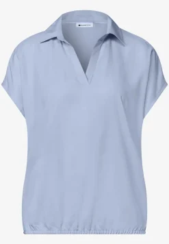 Blouse à col chemise et ourlet élastiqué