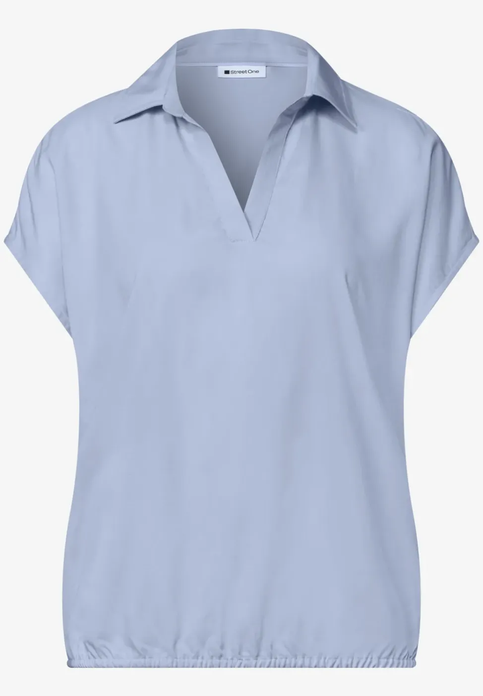 Blouse à col chemise et ourlet élastiqué