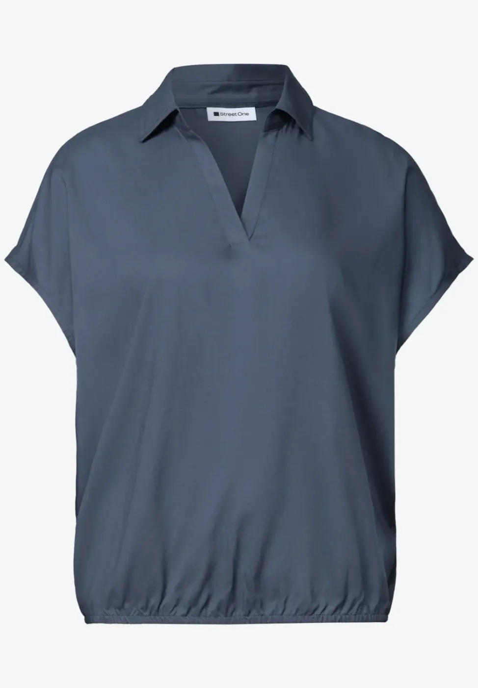 Blouse à col chemise et ourlet élastiqué