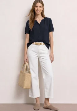 Blouse à manches courtes avec col fendu et boutons