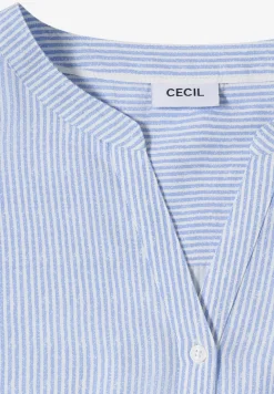 Blouse à manches courtes avec col fendu et rayures
