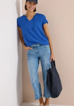 Blouse à manches courtes avec mélange de structures