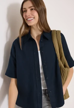 Blouse à manches courtes en pur lin