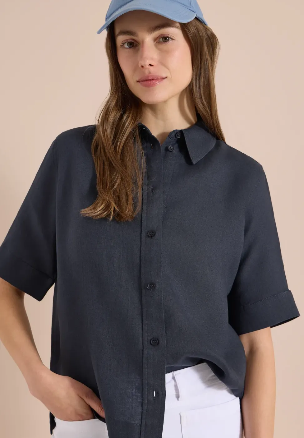 Blouse à manches courtes en pur lin