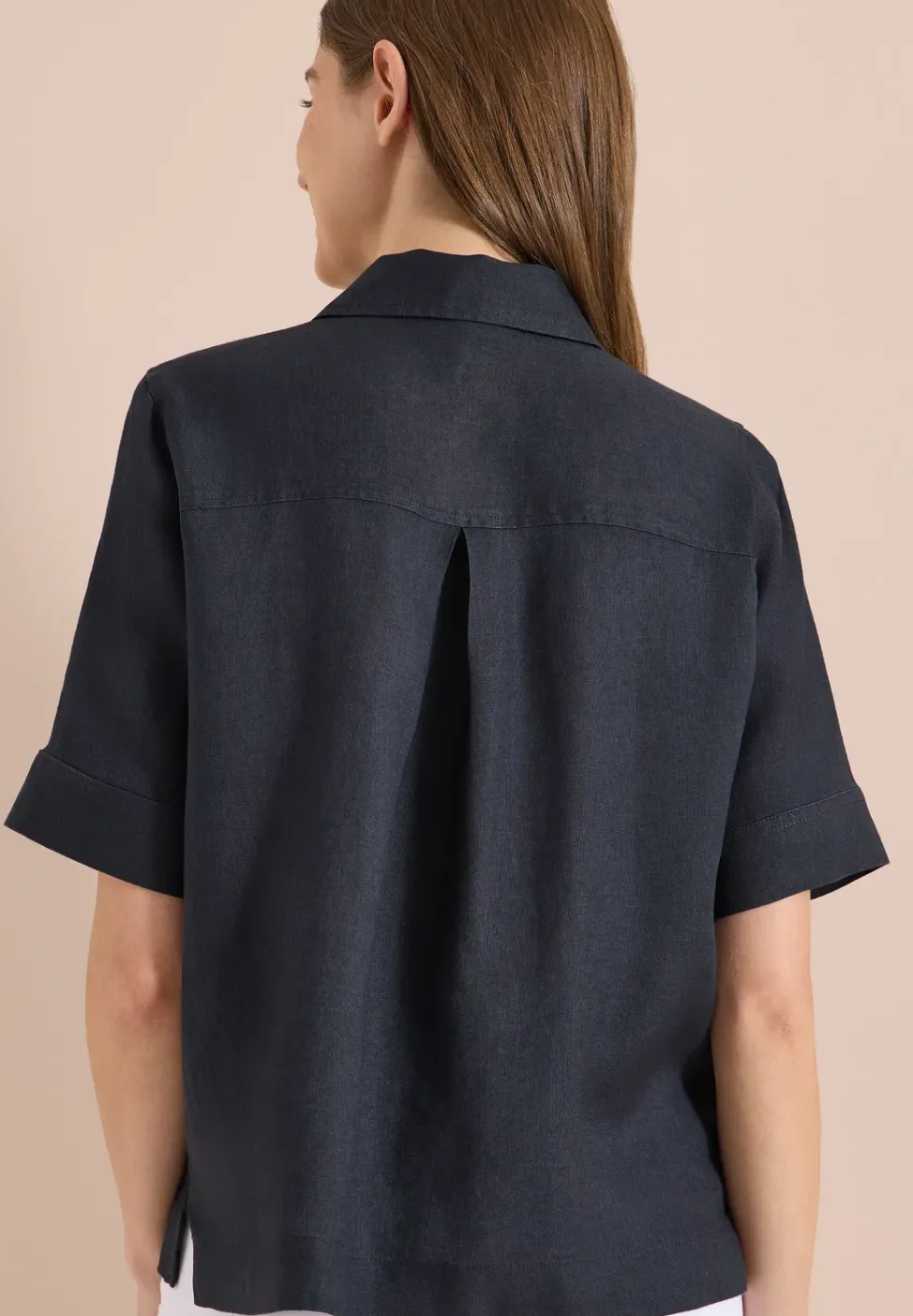 Blouse à manches courtes en pur lin