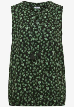 Blouse sans manches à col fendu et imprimé palmiers