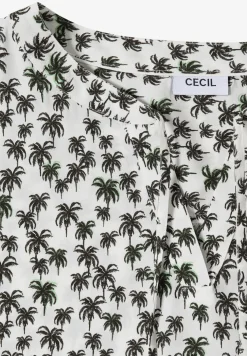 Blouse sans manches à col fendu et imprimé palmiers