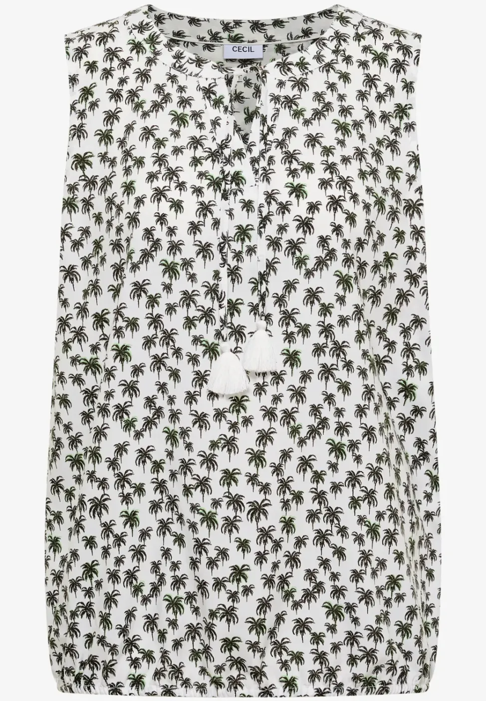 Blouse sans manches à col fendu et imprimé palmiers