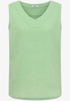 Blouse sans manches col V en mousseline