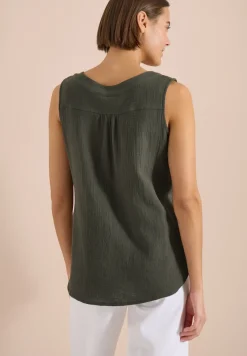 Blouse sans manches col V en mousseline