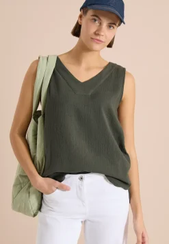 Blouse sans manches col V en mousseline