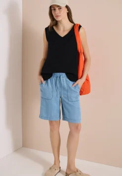 Blouse sans manches col V en mousseline