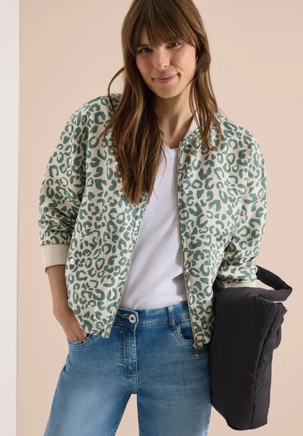 Blouson au look léopard en lin mélangé