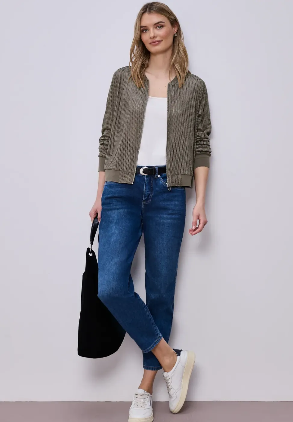 Blouson en maille velours avec fermeture éclair