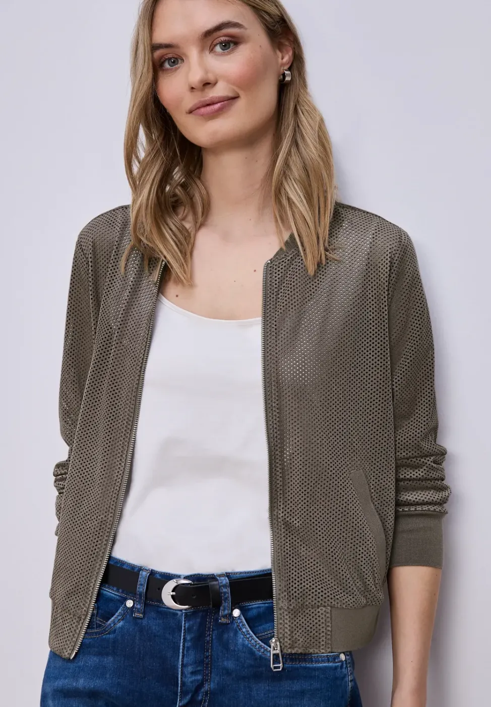 Blouson en maille velours avec fermeture éclair
