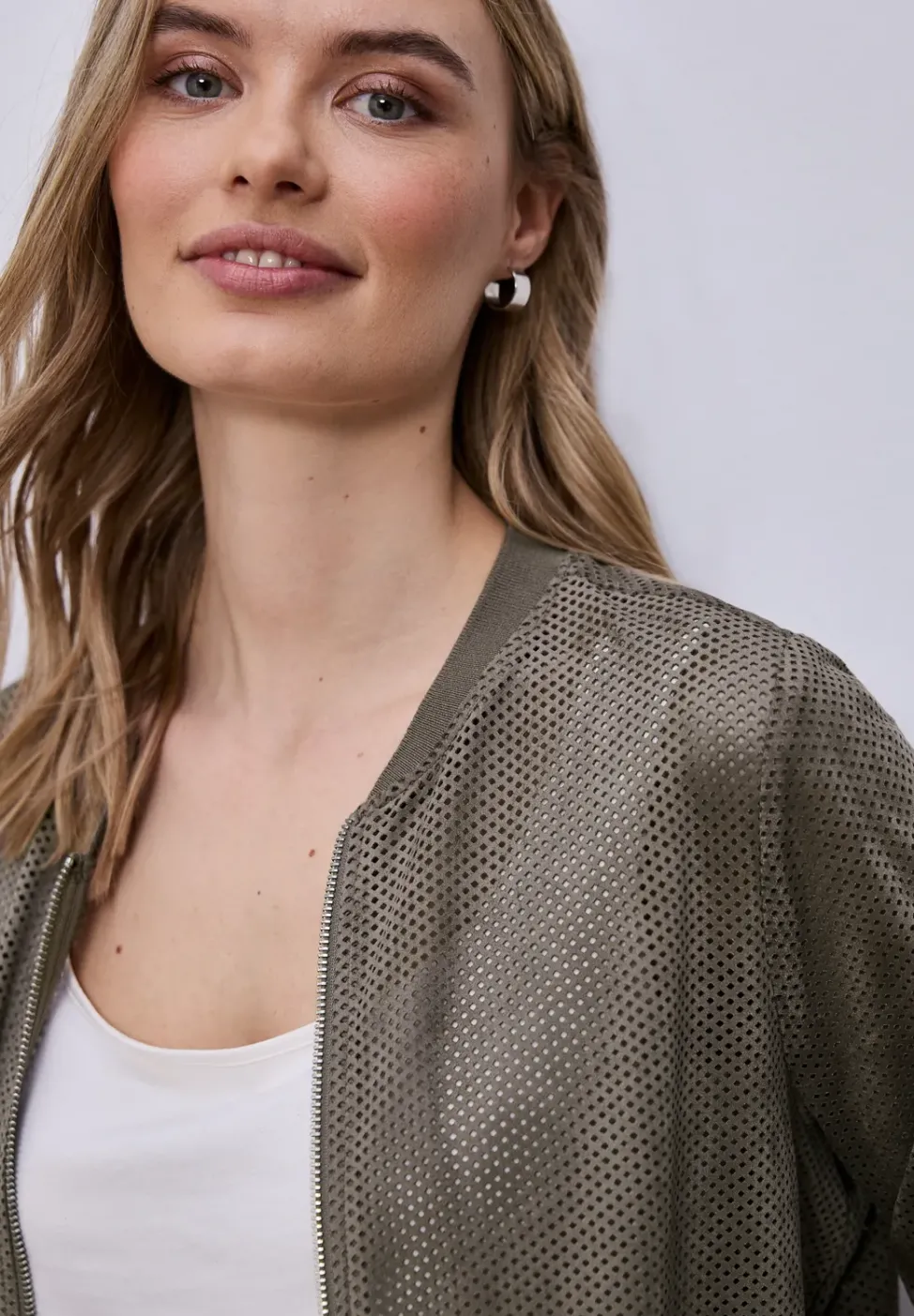 Blouson en maille velours avec fermeture éclair