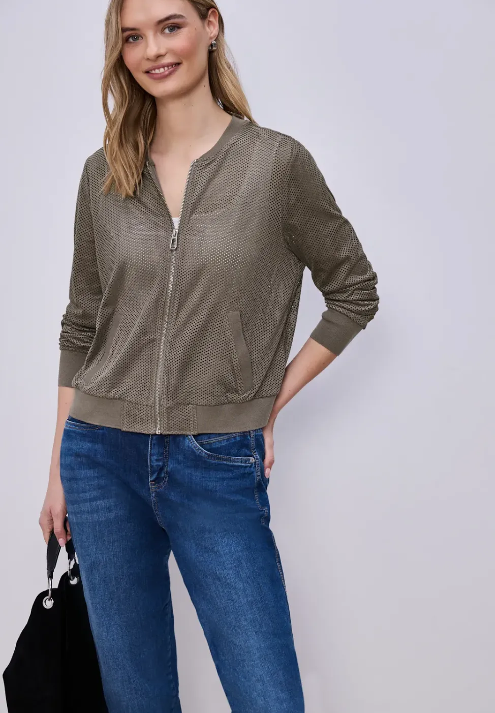 Blouson en maille velours avec fermeture éclair
