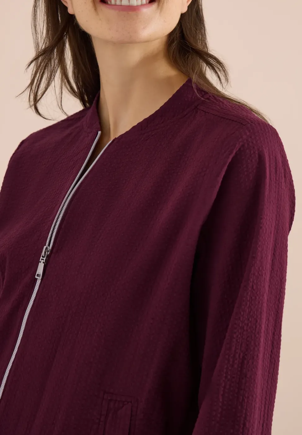 Blouson en seersucker à fermeture zip
