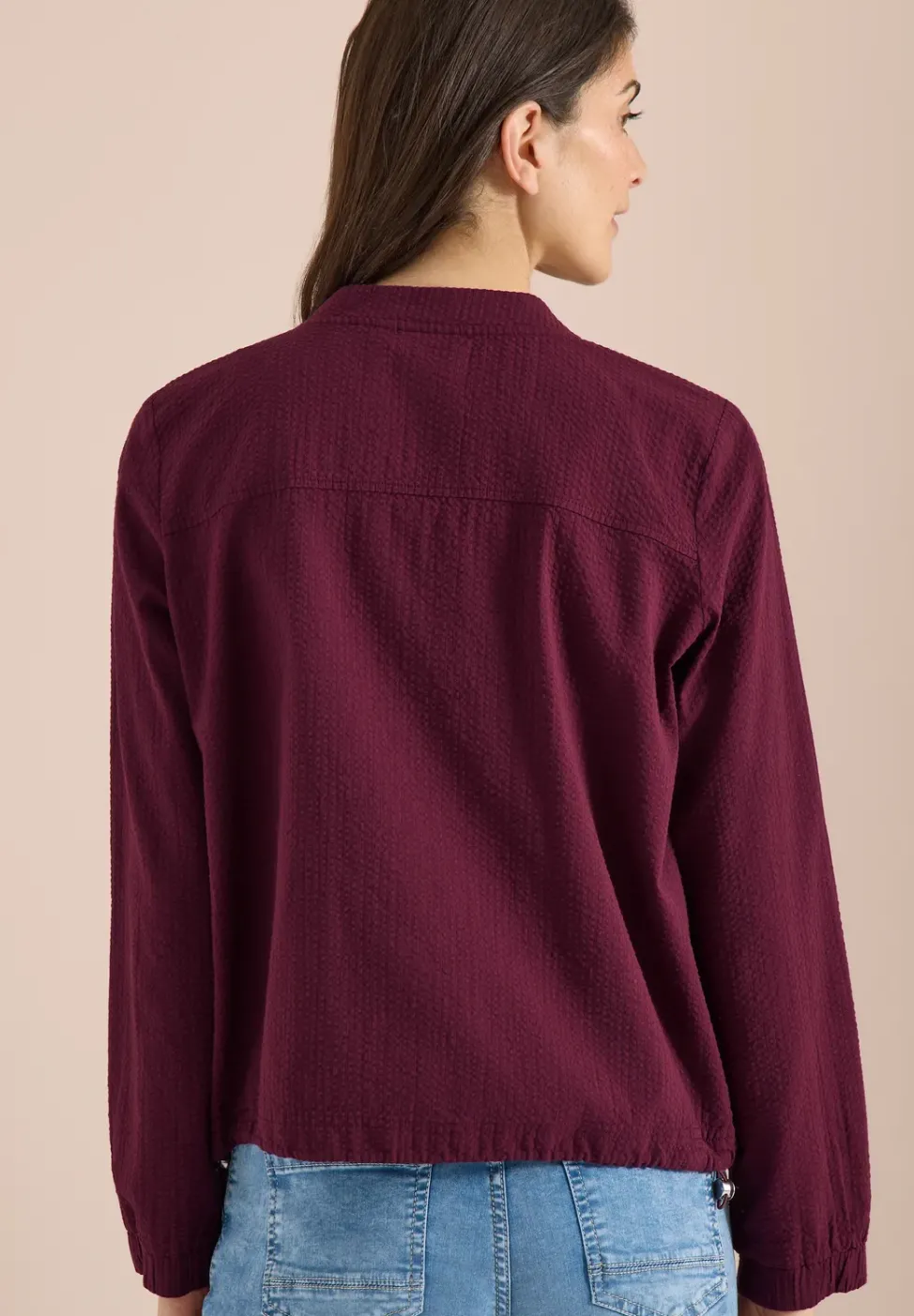 Blouson en seersucker à fermeture zip