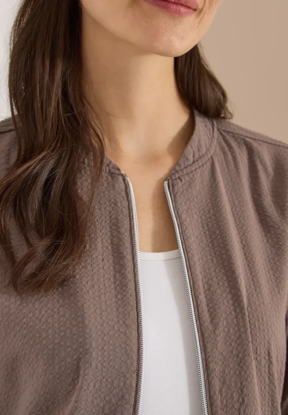 Blouson en seersucker à fermeture zip