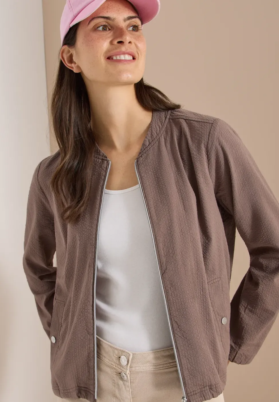 Blouson en seersucker à fermeture zip