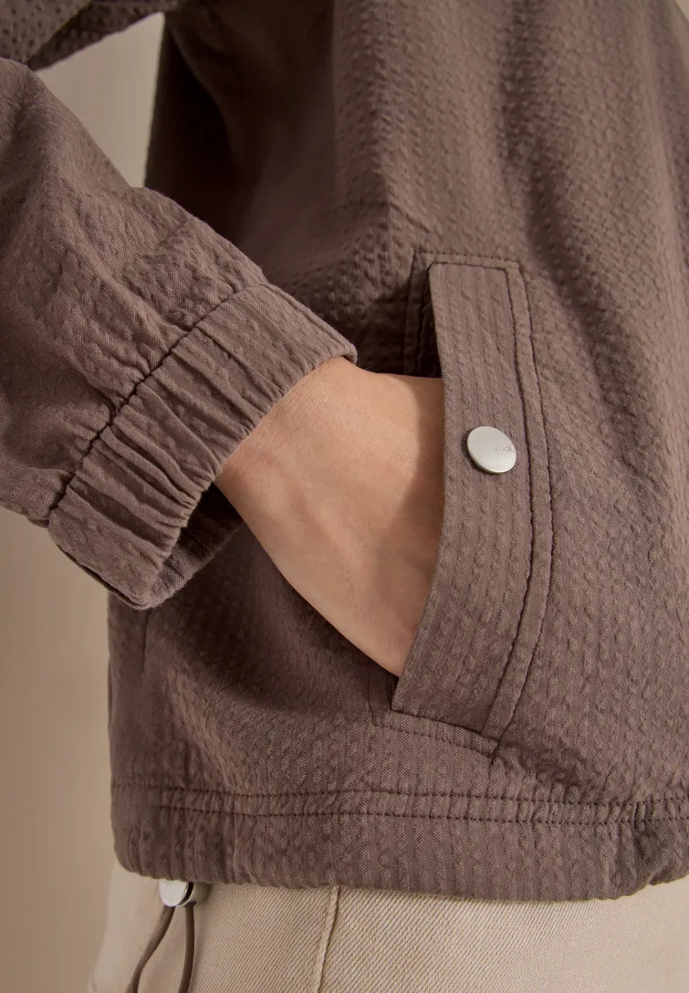 Blouson en seersucker à fermeture zip
