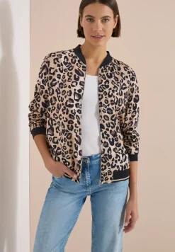 Blouson léger avec fermeture zip et imprimé léopard