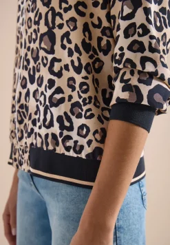 Blouson léger avec fermeture zip et imprimé léopard