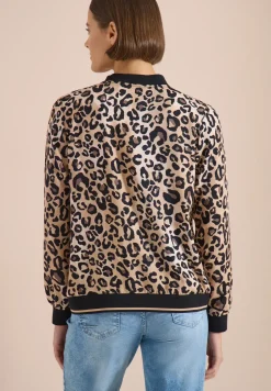 Blouson léger avec fermeture zip et imprimé léopard