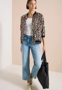 Blouson léger avec fermeture zip et imprimé léopard