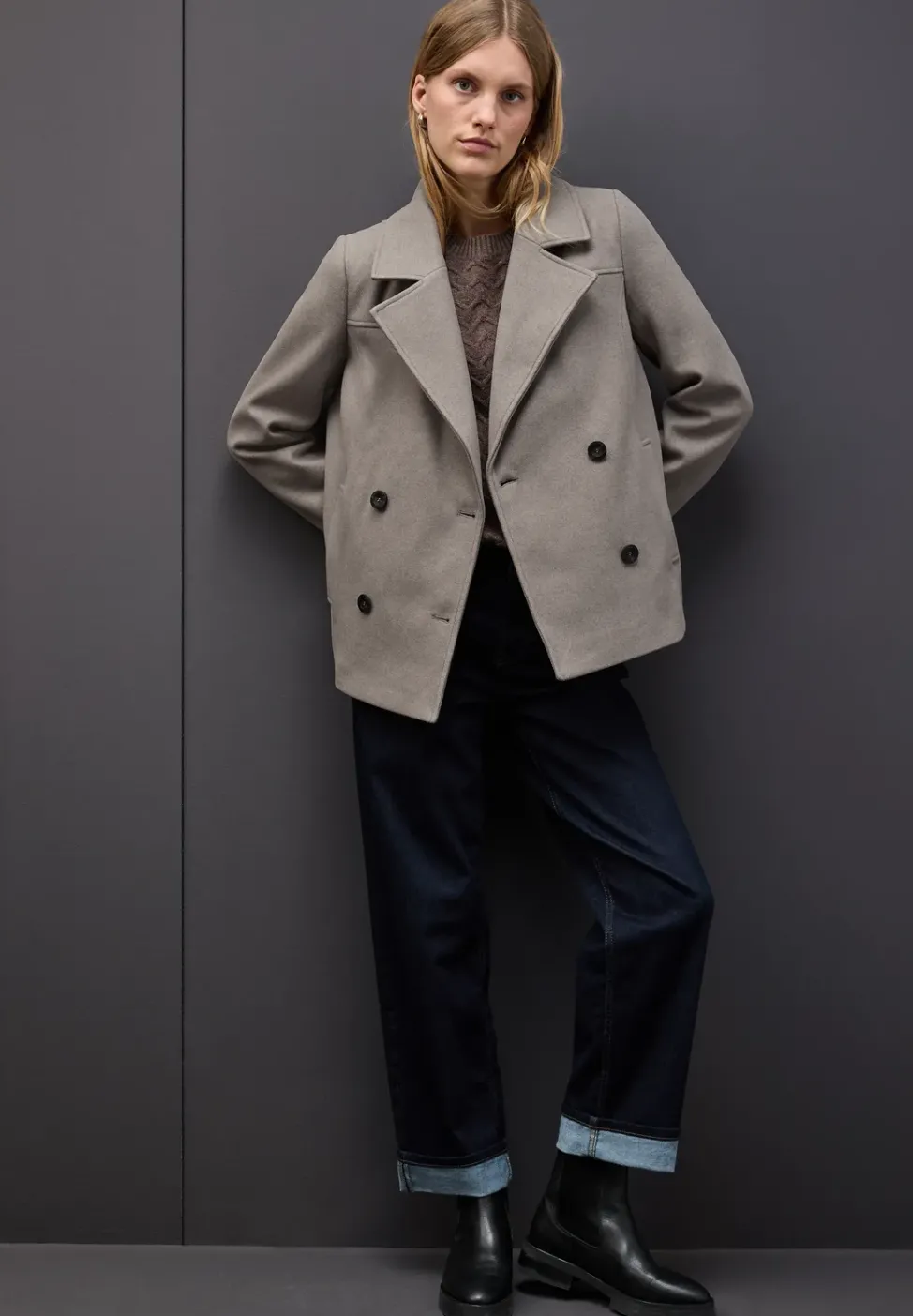 Caban aspect laine avec gilet amovible