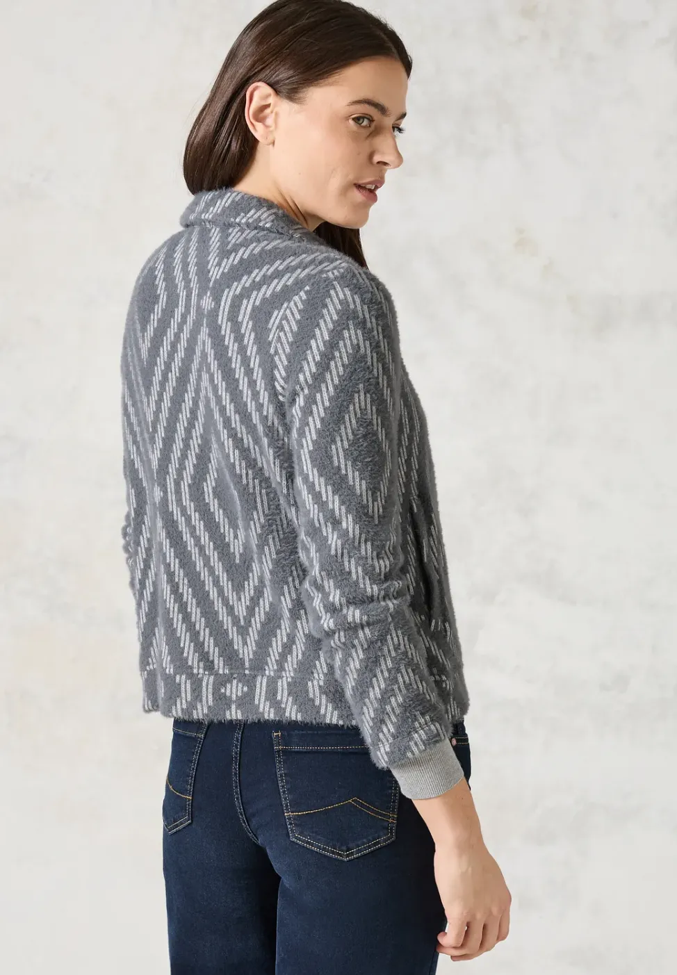Cardigan en fil de plume avec imprimé