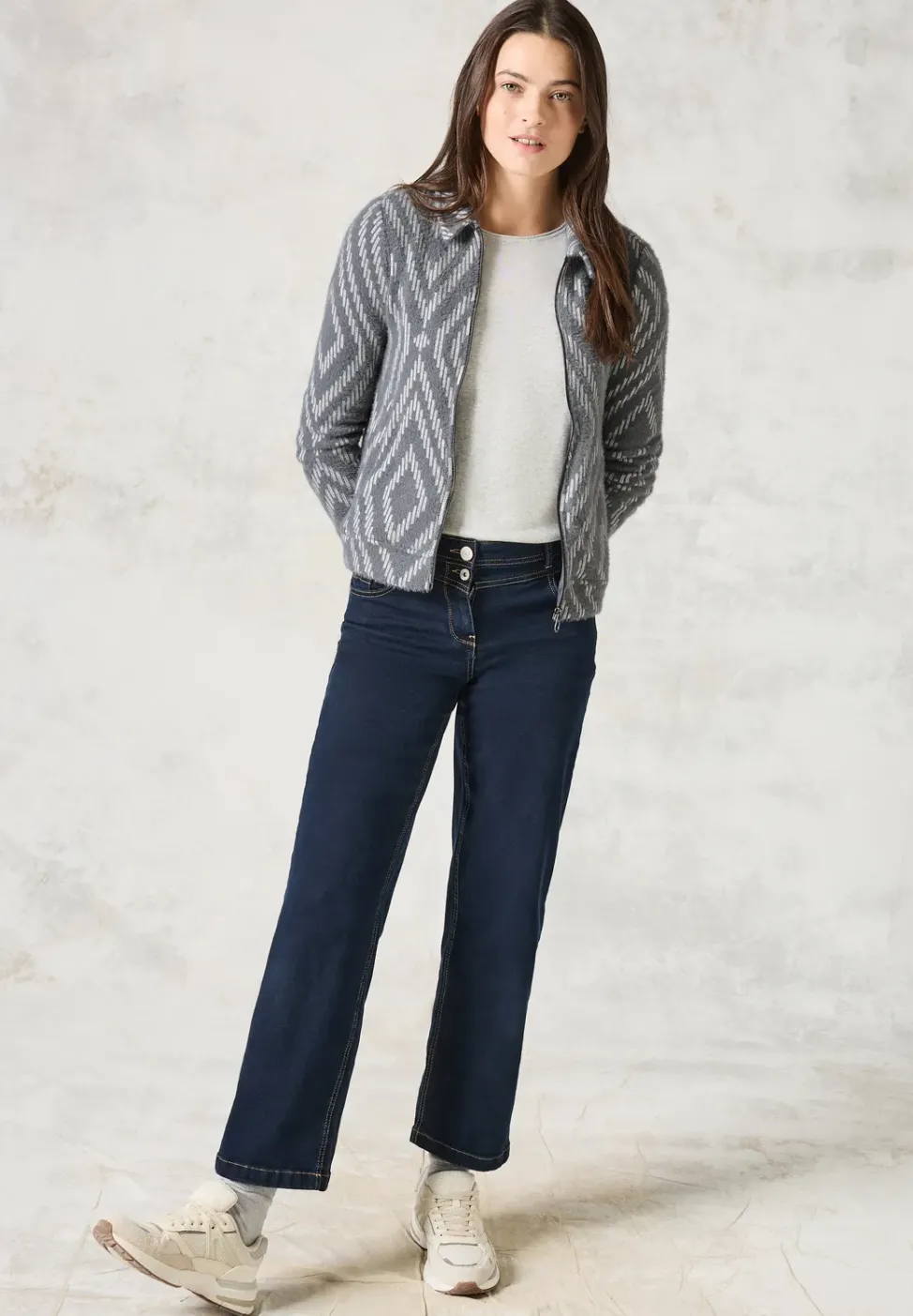 Cardigan en fil de plume avec imprimé