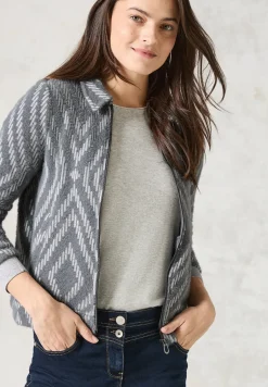 Cardigan en fil de plume avec imprimé