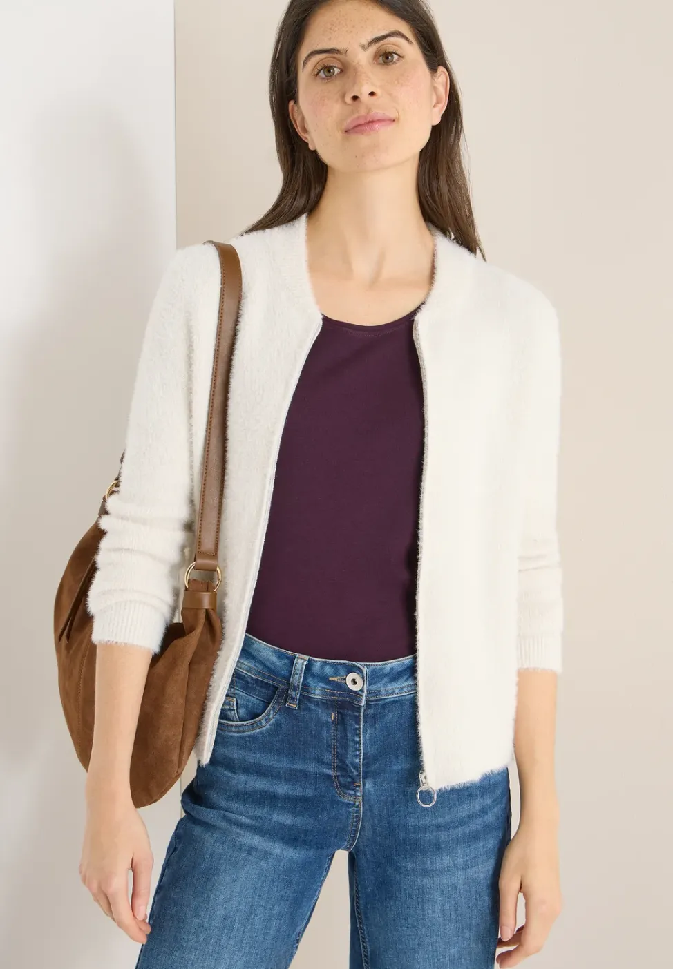 Cardigan jacquard avec fermeture éclair