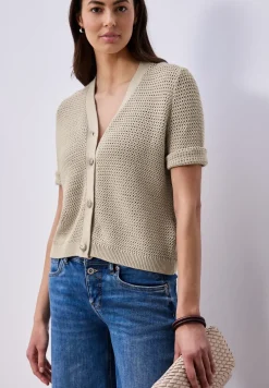 Cardigan à manches courtes avec col en V et structure