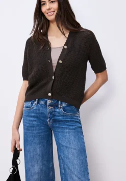 Cardigan à manches courtes avec col en V et structure