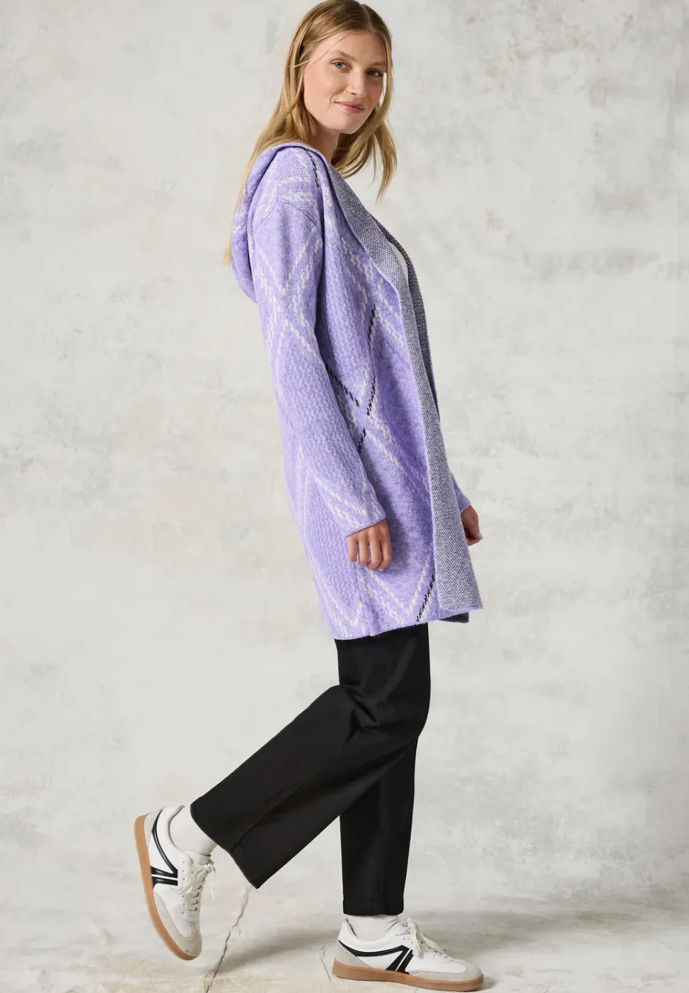 Cardigan ouvert avec capuche