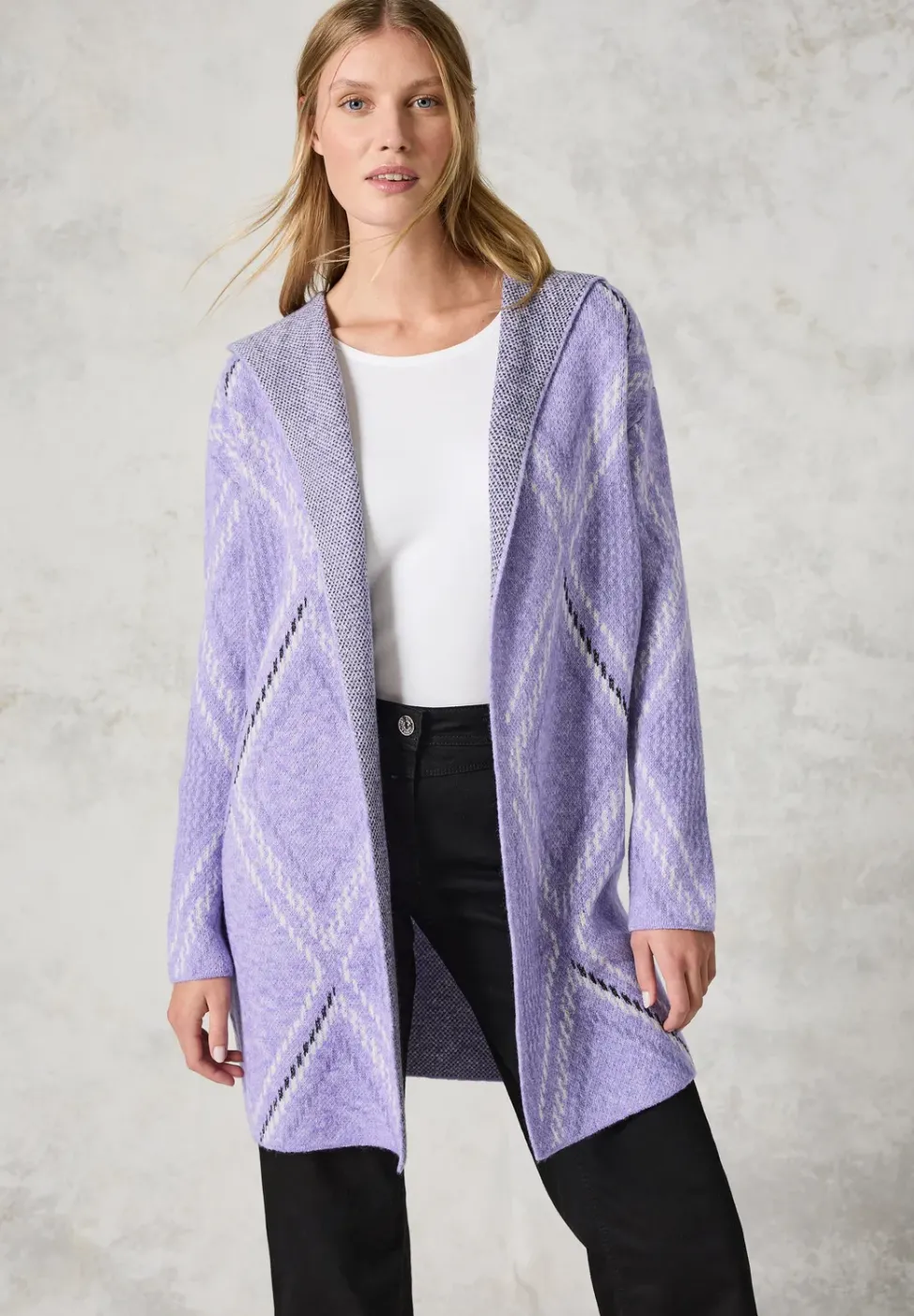 Cardigan ouvert avec capuche