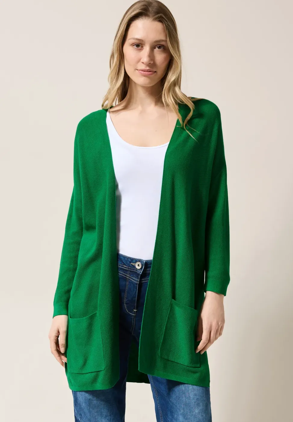 Cardigan ouvert en maille fine