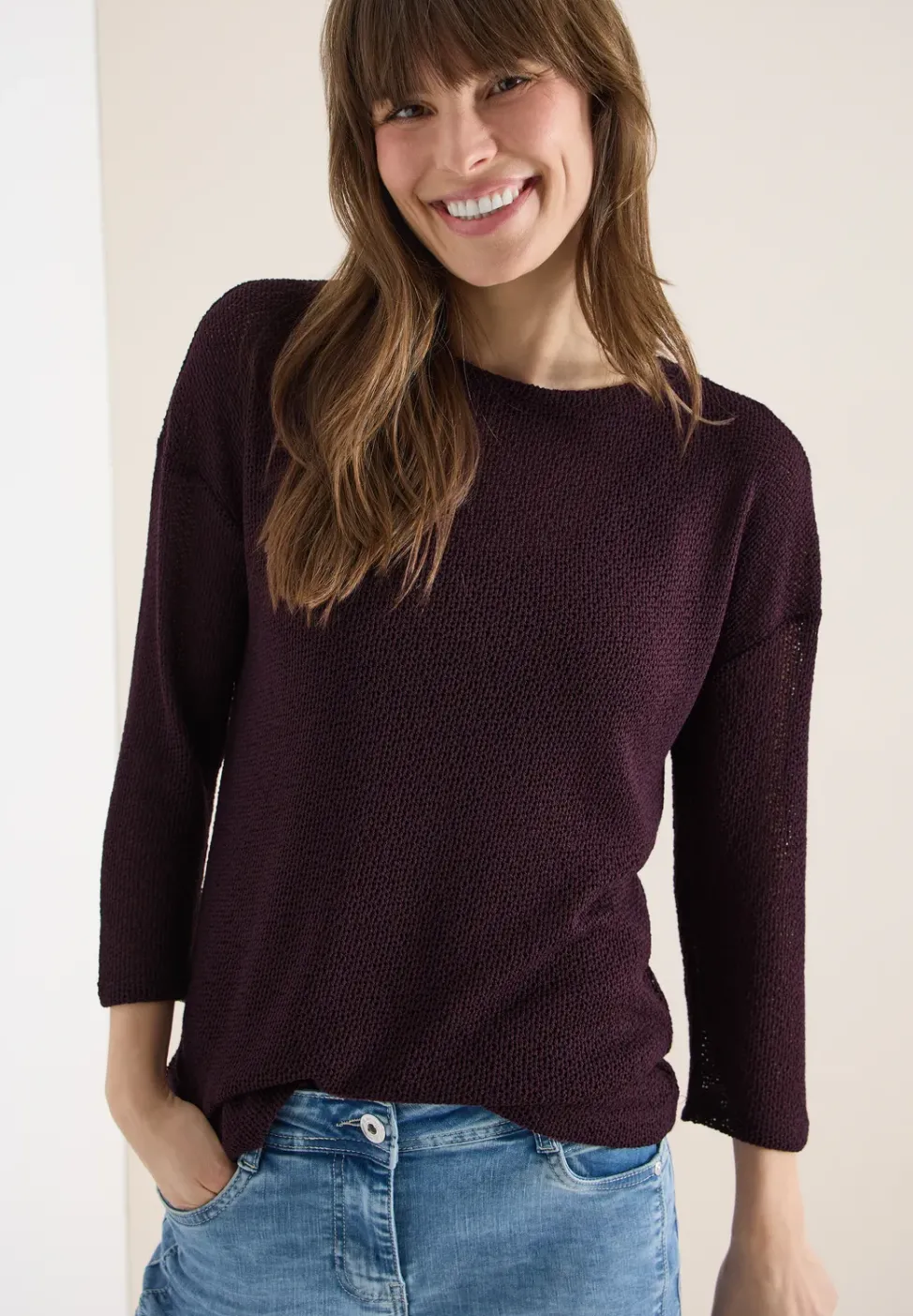 chemise à manches 3/4 en look ajouré