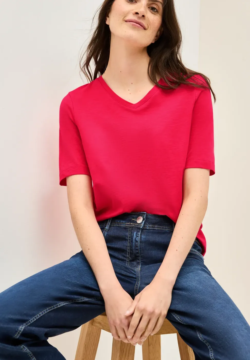 Chemise basique à col en V