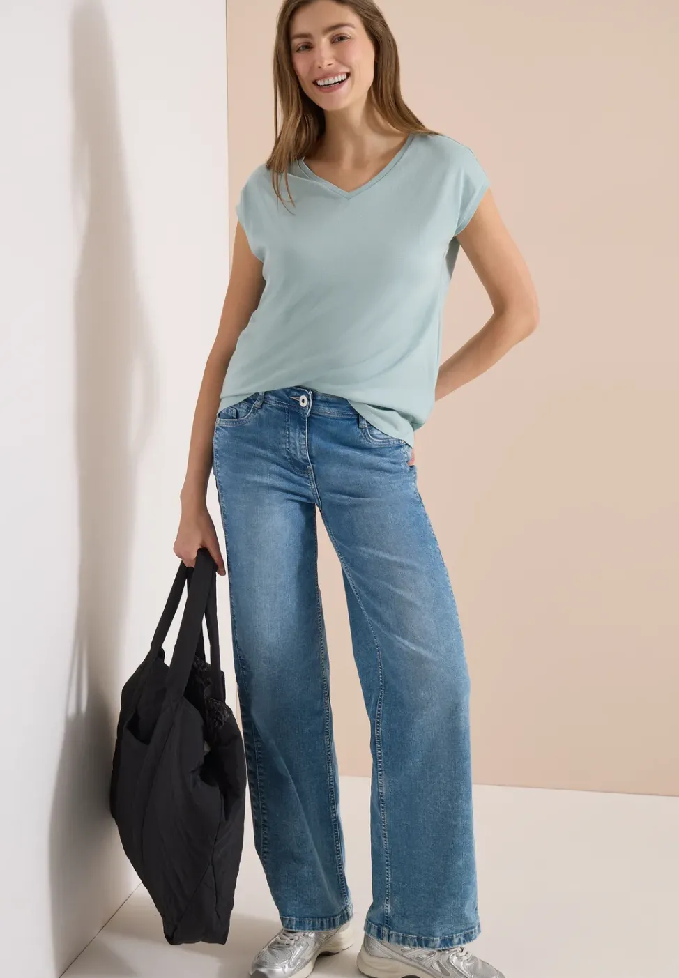 Chemise dropped shoulder avec col en V