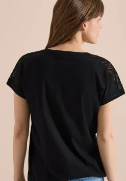 Chemise dropped shoulder avec détail en dentelle