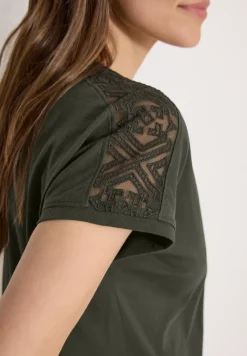 Chemise dropped shoulder avec détail en dentelle
