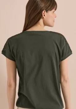Chemise dropped shoulder avec détail en dentelle