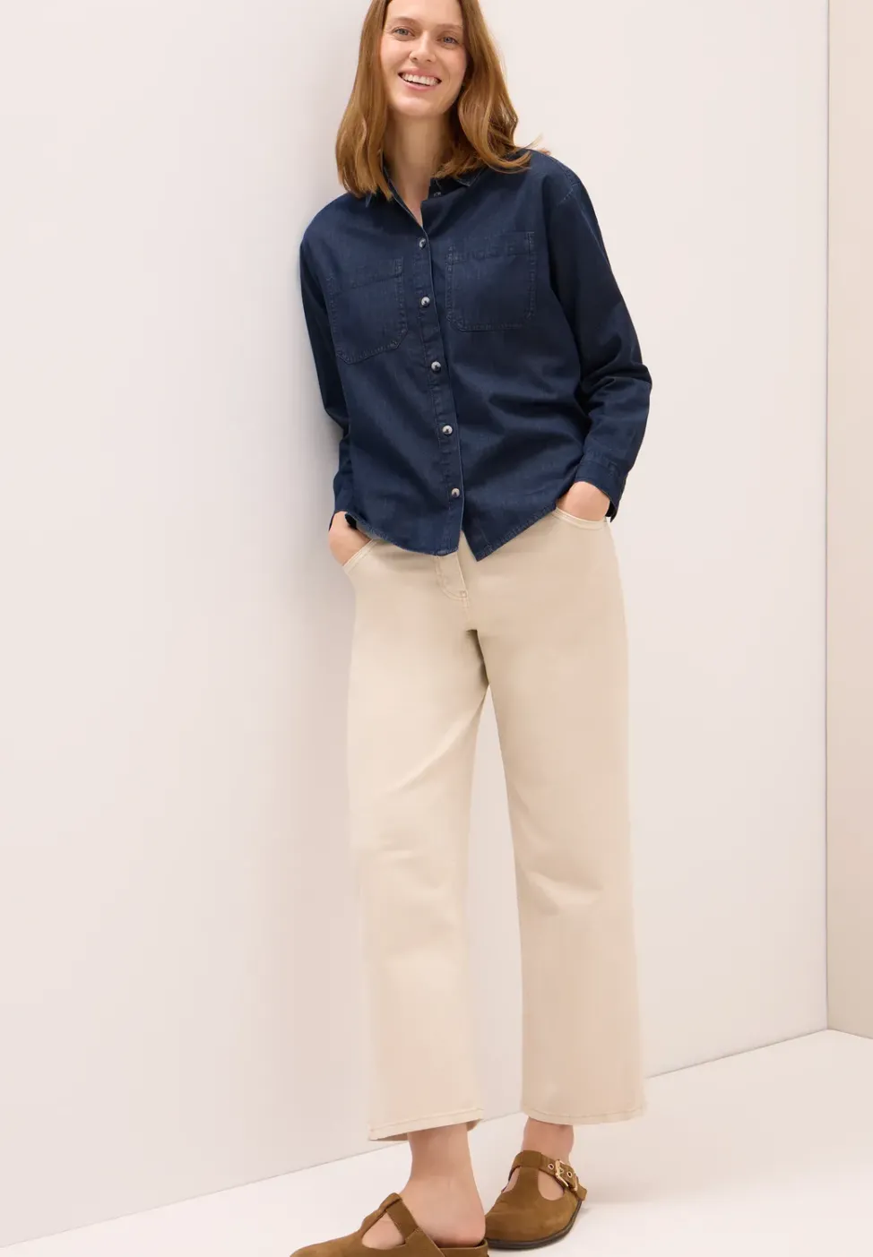Chemise en coton Denim Look